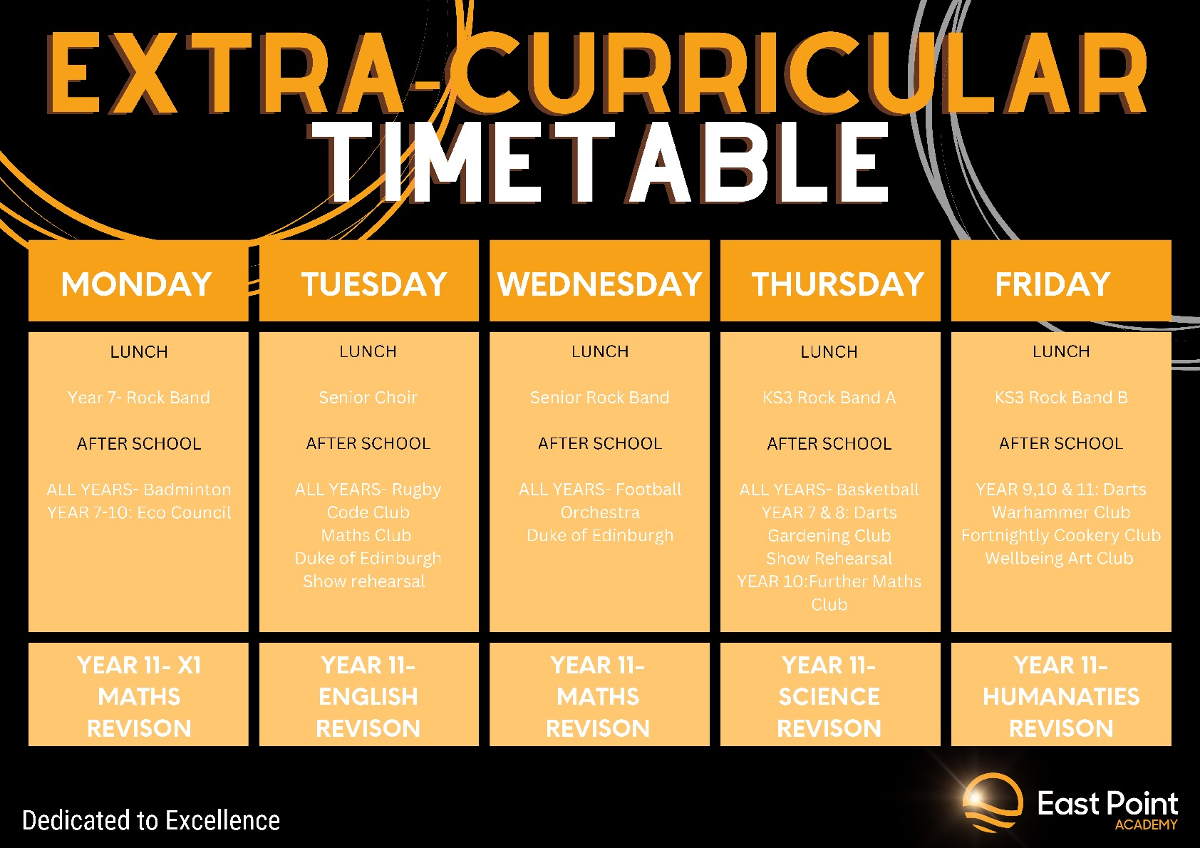 Extra Curricular Timetable   Spring Term 2